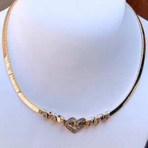 Vintage 14K YG Omega Chain With Diamond Sliders 27G